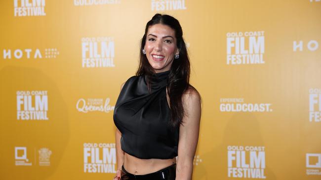 Christie Zakos at the JAFAICAN premiere with Peter Andre at Gold Coast Film Festival at HOTA. Picture, Portia Large.
