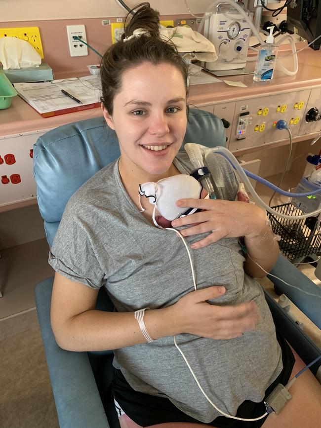 Littlehampton mum Tillie Tink's first cuddles with Poppy, born in January this year at 33 weeks. Tillie in the Neonatal Intensive Care Unit at the Women and Children's Hospital, where she was a patient for four months.