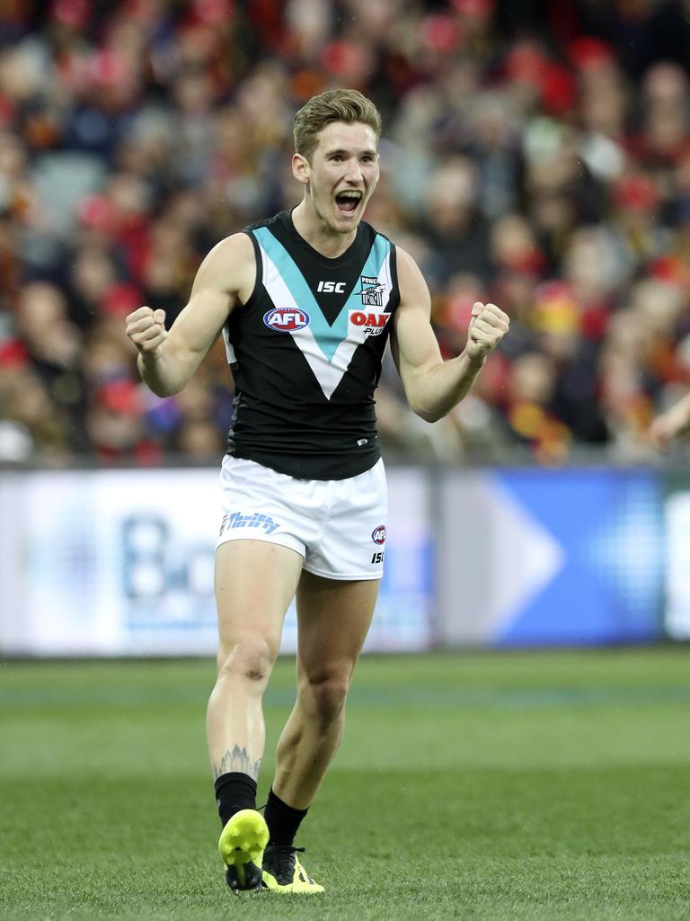 Kane Farrell celebrates his third goal. Picture SARAH REED