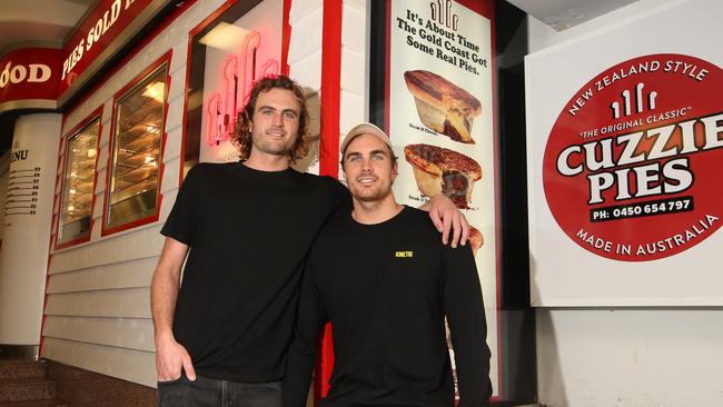 Brothers Nick and Matt Stanley have launched Cuzzie Pies on the Gold Coast. Picture Glenn Hampson