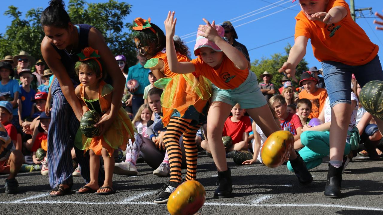 The Pumpkin Roll is a staple event at the Goomeri Pumpkin Festival. Contestants line up at the top of Policeman’s Hill in Goomeri, and roll pumpkins down the hill in the hopes of reaching a target at the bottom.