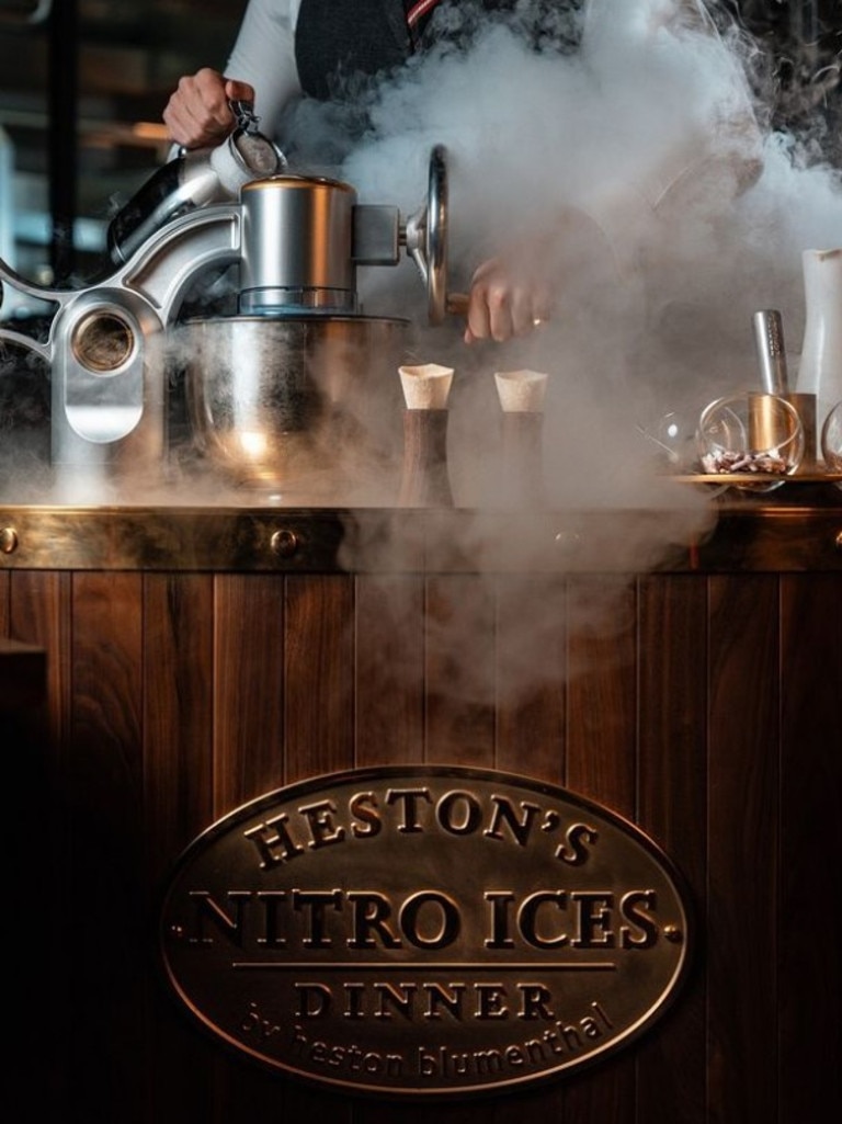 The liquid nitrogen ice cream trolley (c. 1901) is used table-side. Picture: Instagram / dinnerbyhbdubai