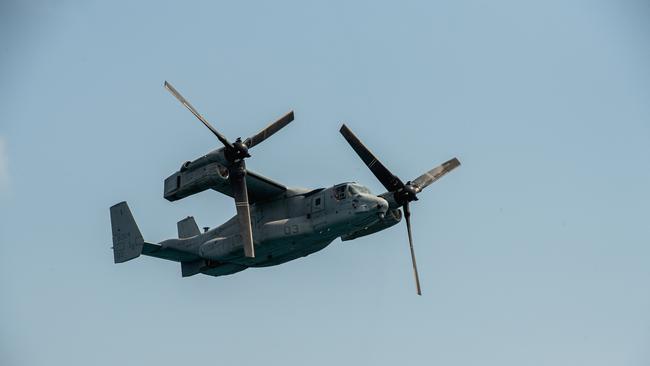 MV-22 Osprey as Italian aircraft carrier I.T.S Cavour gave media a glimpse into what a standard few hours aboard the mammoth vessel looks like. Picture: Pema Tamang Pakhrin