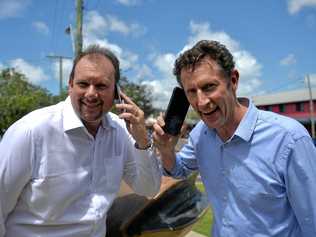 Labor candidate for Capricornia Russell Robertson and Shadow Minister for Regional Services Stephen Jones have pledged to fix notorious black spots in Capricornia. Picture: Zizi Averill