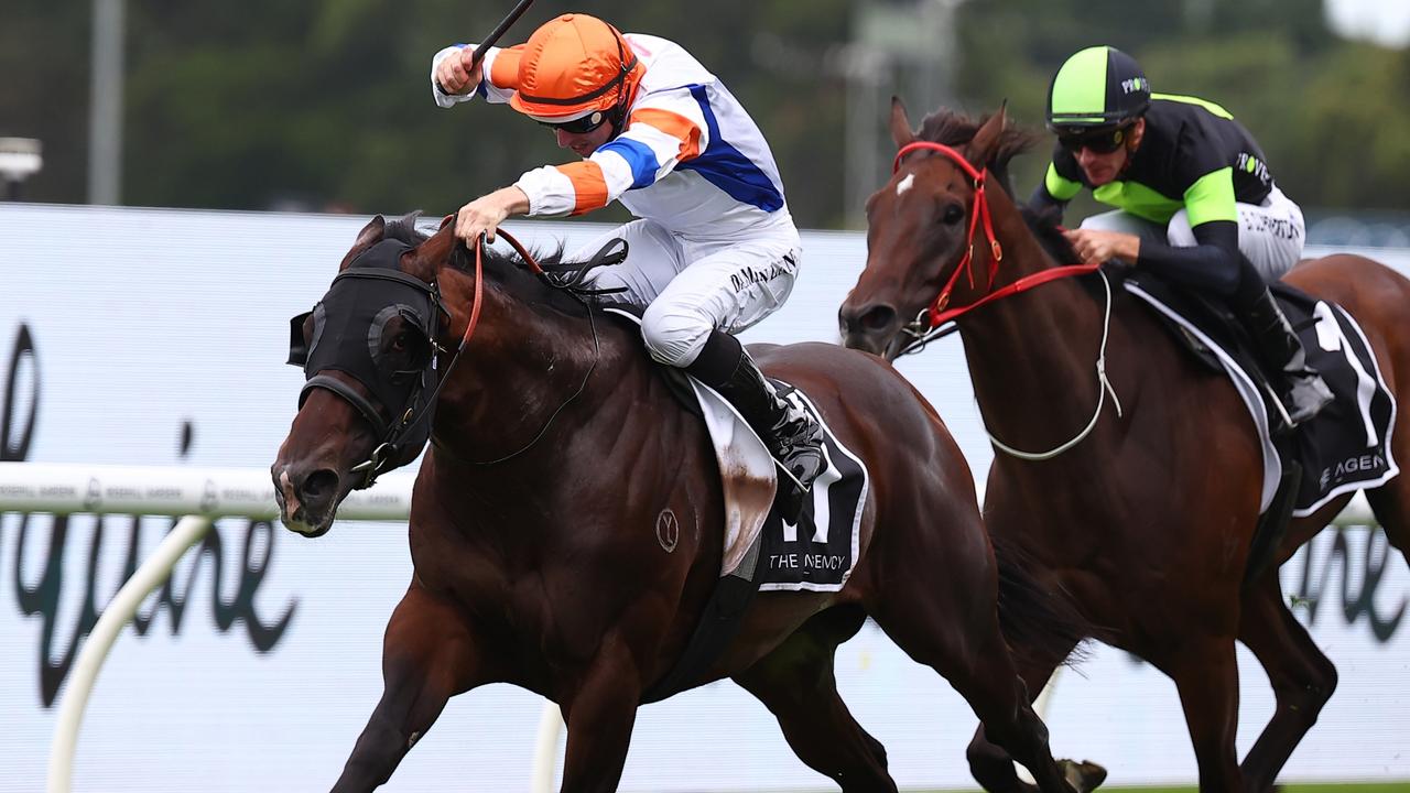 Veight surges to victory in the George Ryder Stakes at Rosehill on Saturday. Photo: Jeremy Ng/Getty Images.