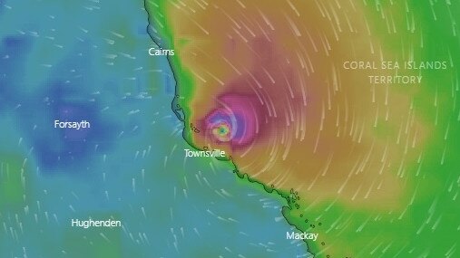 The European Centre for Medium-Range Weather Forecast shows a tropical cyclone could come within close range of Townsville on Friday, March 13. Picture: Windy.com