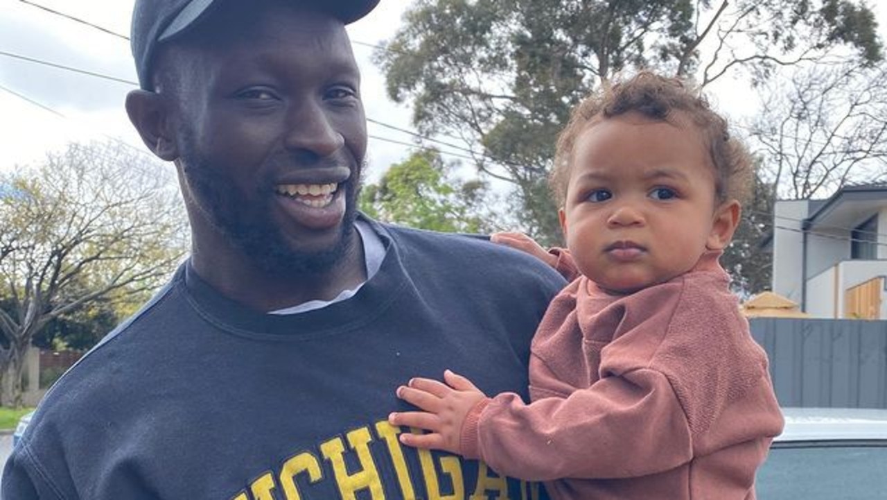Majak Daw plans to spend more time with his son Hendrix after announcing his AFL retirement. Picture: Instagram