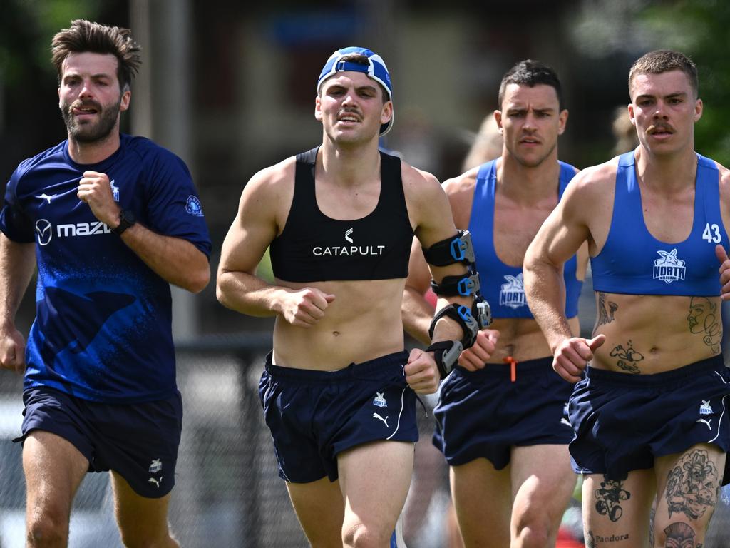 Brayden George, second from left, has torn his ACL. Picture: Quinn Rooney/Getty Images