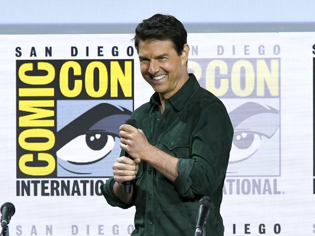 Tom Cruise speaks at the Top Gun: Maverick panel during 2019 Comic-Con International. Picture: Getty