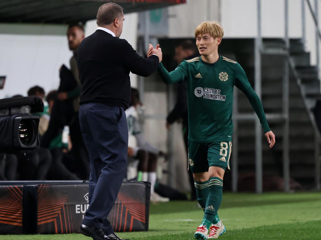 The signing of Kyogo Furuhashi has been one of Postecoglou’s most celebrated decisions at Celtic this season. Picture: Laszlo Szirtesi/Getty Images