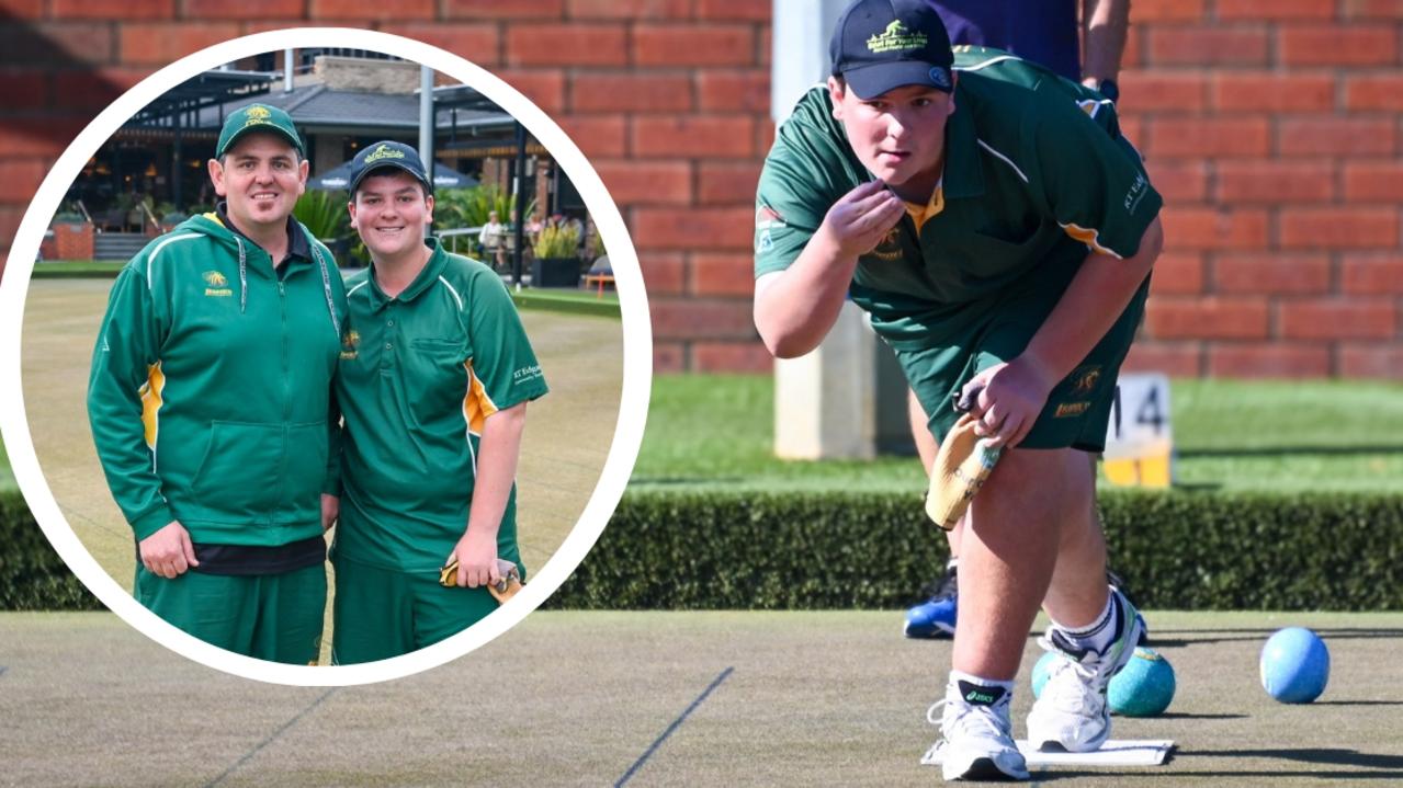 Leopold lawn bowlers Lucas and Riley Cameron at the 2024 Novice State
 Carnival. Picture: Bowls Victoria