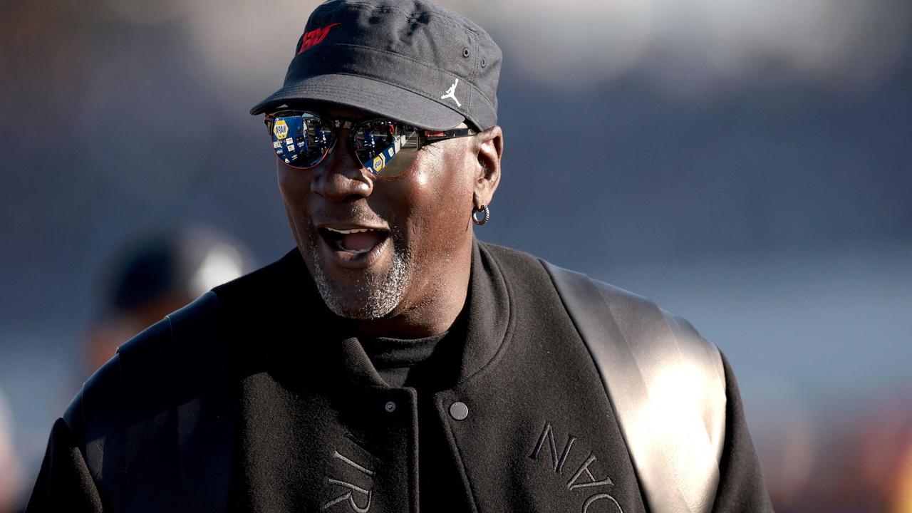 Michael Jordan was stoked his team got the win. Photo: James Gilbert/Getty Images/AFP.