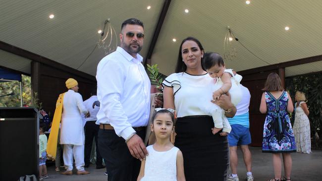 New Australian citizens Jaswinder Singh Pandher, Prabhjot Kaur Pandher and Sargun Kaur Pandher. Photo: Tim Jarrett