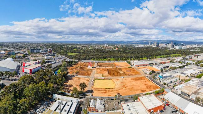 A drone image of showing the size and proximity of the former West End Brewery site to the parklands and city. Picture: Renewal SA