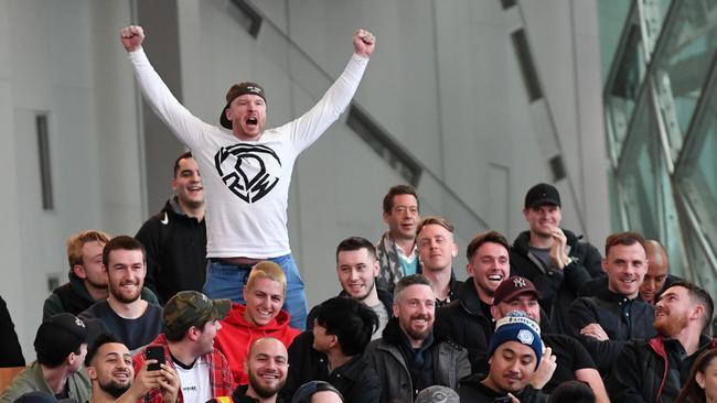 A Whittaker fan fires up at Adesanya. Picture: AAP/James Ross