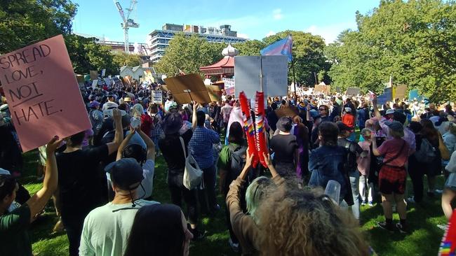 The protester who threw tomato juice over her told NZ TV she threw the juice because it represented the blood of “our people”. Picture: Dylan Reeve