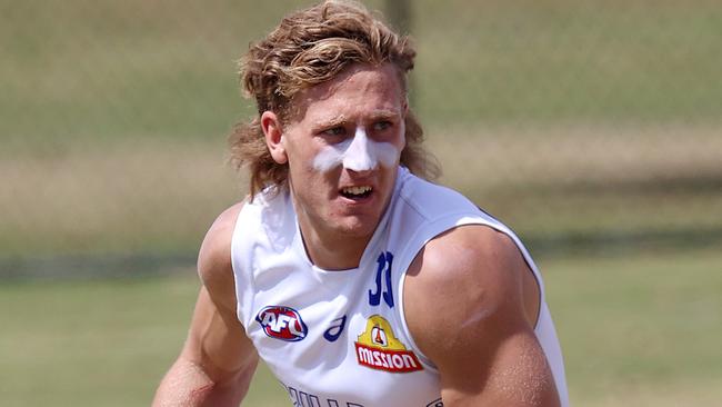 Aaron Naughton of the Bulldogs at training.