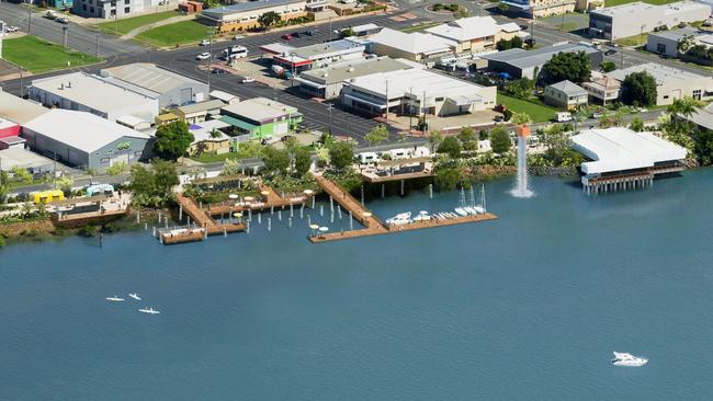 Aerial views of ReNew Mackay's riverfront development proposal which incorporates plans for an administrative hub that could become the home of the Mackay RSL sub-branch. Picture: ReNew Mackay