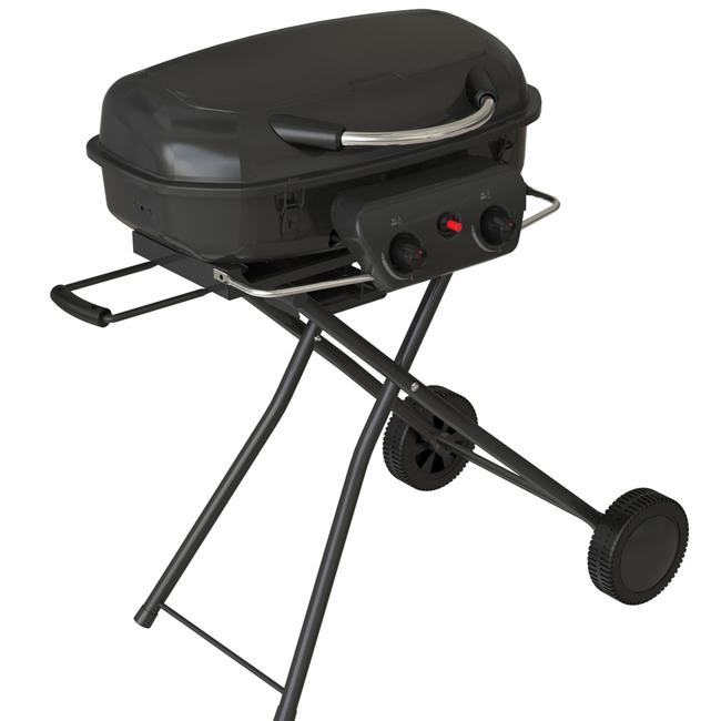 Two-burner portable BBQ.