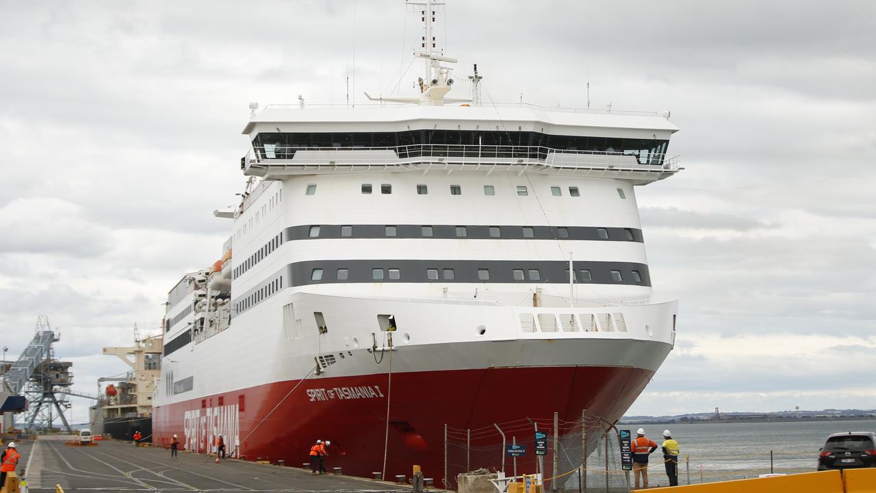 The Spirit of Tasmania 1 made its first trip to Geelong Port, travelling along the Bellarine coast near Drysdale before crossing the bay in front of the city and berthing at Corio Quay. Dozens of locals came out to have a look at the visitor. Picture: Alan Barber