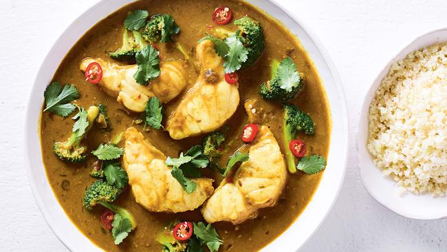 Fiery fish curry &amp; cauliflower rice. Picture: Mark Roper