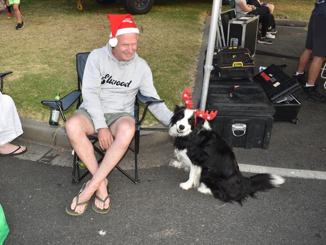 Jeff Galyer and Biscotti at the San Remo Christmas Carols at the foreshore on Friday, December 20, 2024. Picture: Jack Colantuono