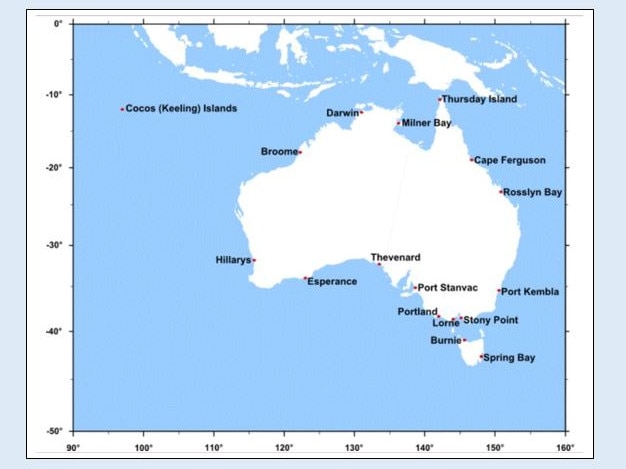 Bureau of Meteorology Sea-level monitoring project, network of gauges.