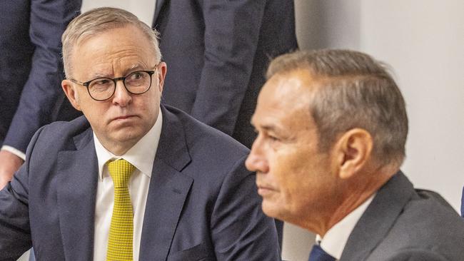 Anthony Albanese and Premier Roger Cook in January. Picture: NewsWire / Kelsey Reid