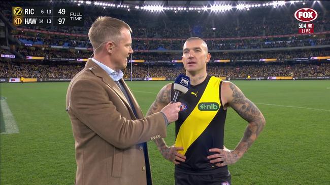Dustin Martin finally speaks after game 300.