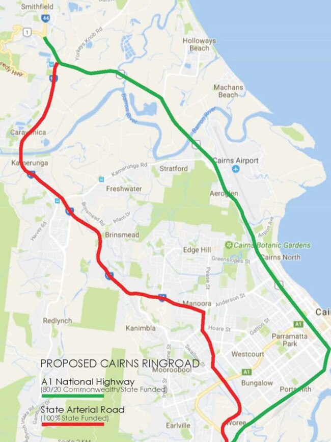 The preferred route for a proposed ring road extending the national and state arterial highways. PICTURE: SUPPLIED