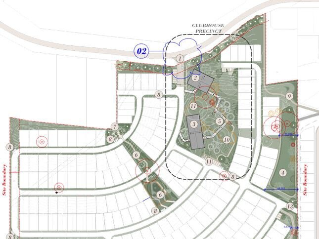 Artist's impression of the site map of the 180 strong over 50's housing development set for Newman's Road, Woolgoolga.