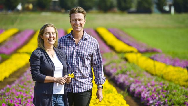 Rachel and Paul Tesselaar, Tesselaar Tulips, Silvan, are hosting Kabloom Festival of Flowers in April for the second year, with a range of flowers for attendees to walk through in the fields.Picture: DANNIKA BONSER