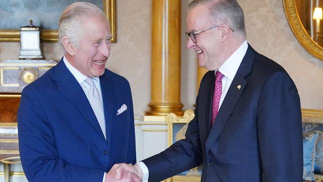 King Charles III hosts an audience with Prime Minister Anthony Albanese at Buckingham Palace on May 2, 2023. (Photo by Jonathan Brady – WPA Pool/Getty Images)