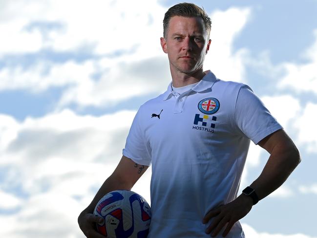 MELBOURNE, AUSTRALIA - MAY 29: Scott Jamieson poses during a media opportunity after announcing he will retire after the A-League Grand Final, at AAMI Park on May 29, 2023 in Melbourne, Australia. (Photo by Quinn Rooney/Getty Images)