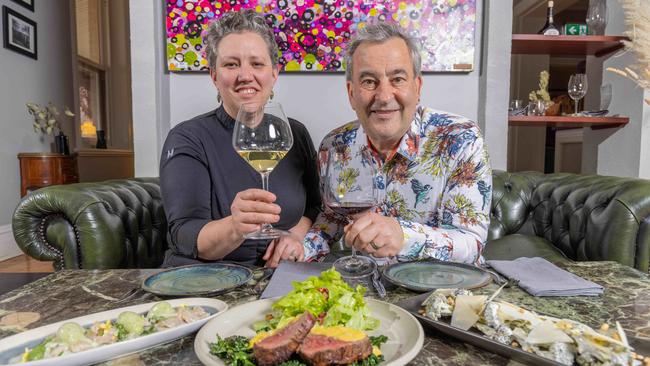 Watervale Hotel owners Warrick Duthy and Nicola Palmer, fine dining with their own-grown produce in the Clare Valley. Picture: Ben Clark