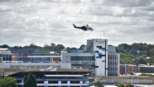 LifeFlight helicopter, Toowoomba Hospital. Picture: Peta McEachern