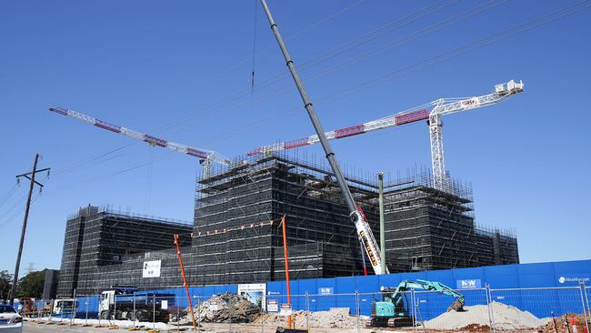 View from Frenchs Forest Rd of the under construction Northern Beaches Hospital. Picture: Martin Lange.