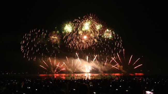 The annual Firework display as Territorians gather along the shores of Darwin Harbour to celebrate Territory Day. Pic Glenn Campbell