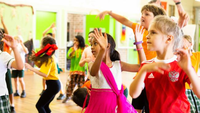 A Bollywood dancing class was held at Baulkham Hills North Public School in Sydney on Harmony Day. Picture: AAP