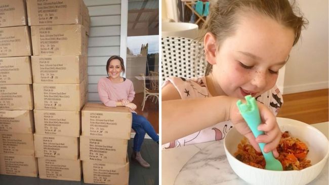 Mum Jade came up with the clever idea after watching her daughter try and grab food. Images: Supplied