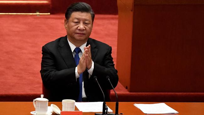 China’s President Xi Jinping attends the commemoration of the 110th anniversary of the Xinhai Revolution at the Great Hall of the People in Beijing last Saturday. Picture: AFP