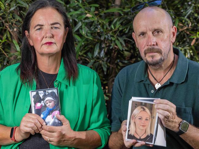 Amy BowdenÃs Parents in Adelaide CBD. Pictured on Jan 31st 2025. Picture: Ben Clark