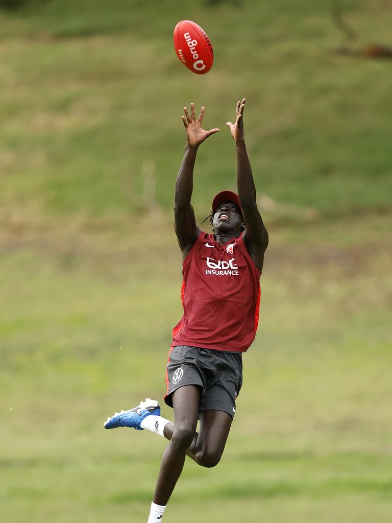 The teenager’s ability in the air will be a key asset for Sydney. Picture: Phil Hillyard