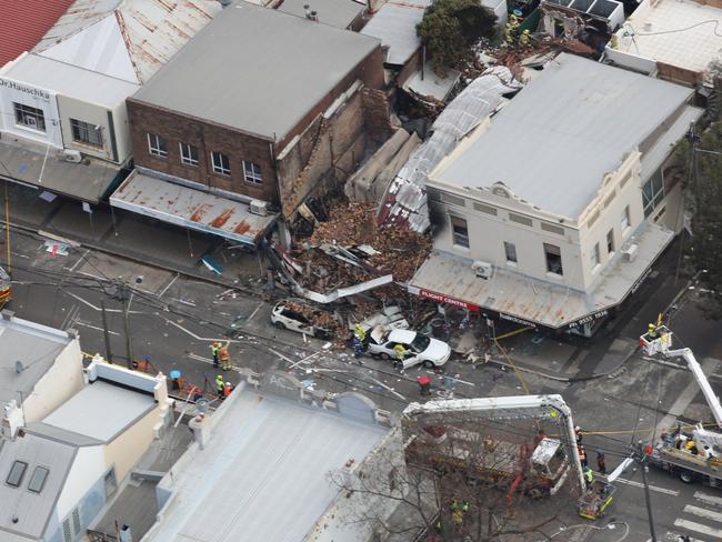 The collapsed building on Darling St, Rozelle. Picture: Bob Barker