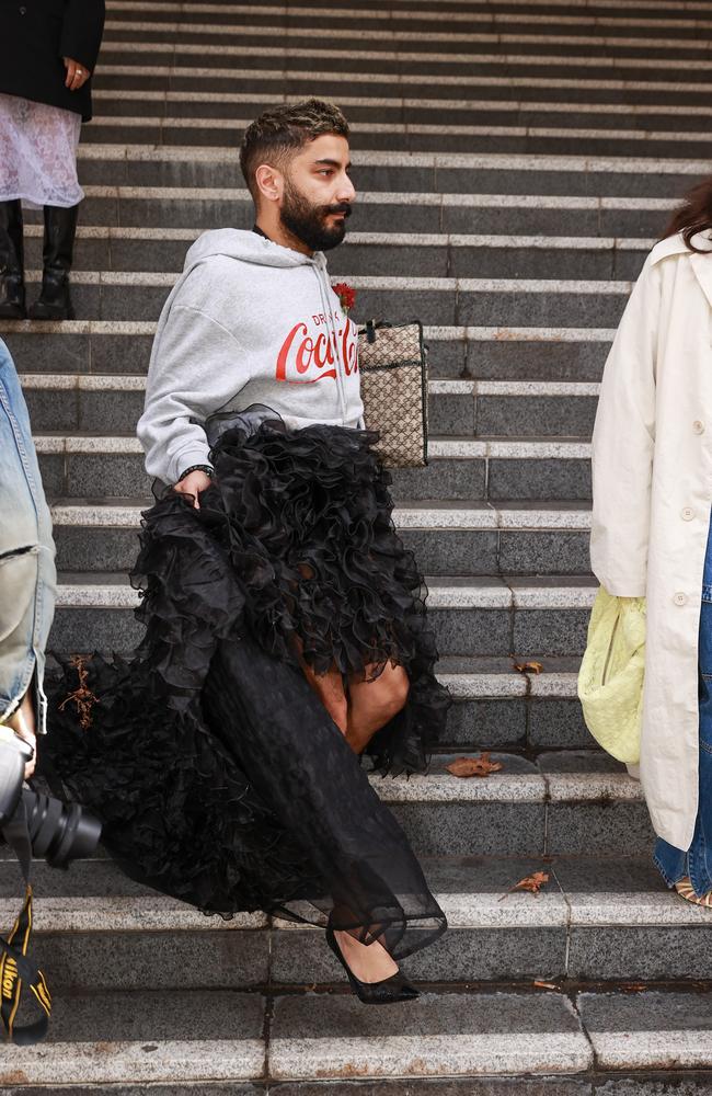 Deni Tudorovic arrives at the Nadia Bartel, before Henne Runway show, at the AAFW, in Ultimo, today. Picture: Justin Lloyd.