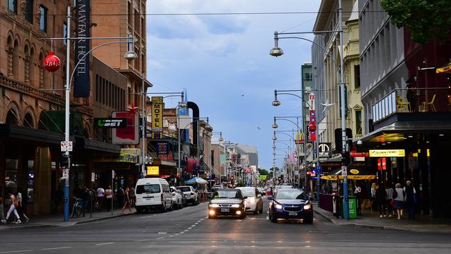 The King William St entry to Hindley St. Picture: AAP / Mark Bake