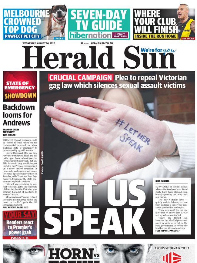 The Herald Sun backing the Let Us Speak campaign.