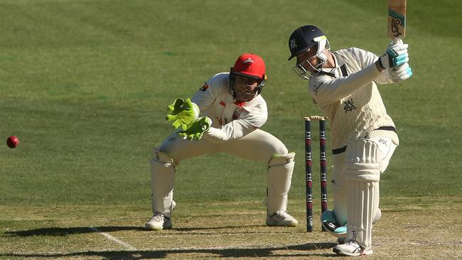 Peter Handscomb bats for Victoria during last month’s Sheffield Shield match against South Australia at the MCG. Picture: AAP