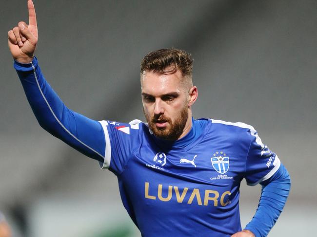 NPL soccer: South Melbourne v Port Melbourne Sharks. Soth Melbourne won 2-1 at Lakeside Stadium, Albert Park, Milos Lujic, 9, scored 2nd goal for South Melbourne ,  Picture Yuri Kouzmin