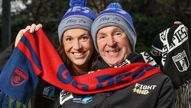 Neale and Bec Daniher ahead of the FightMND Big Freeze game. Picture: David Caird